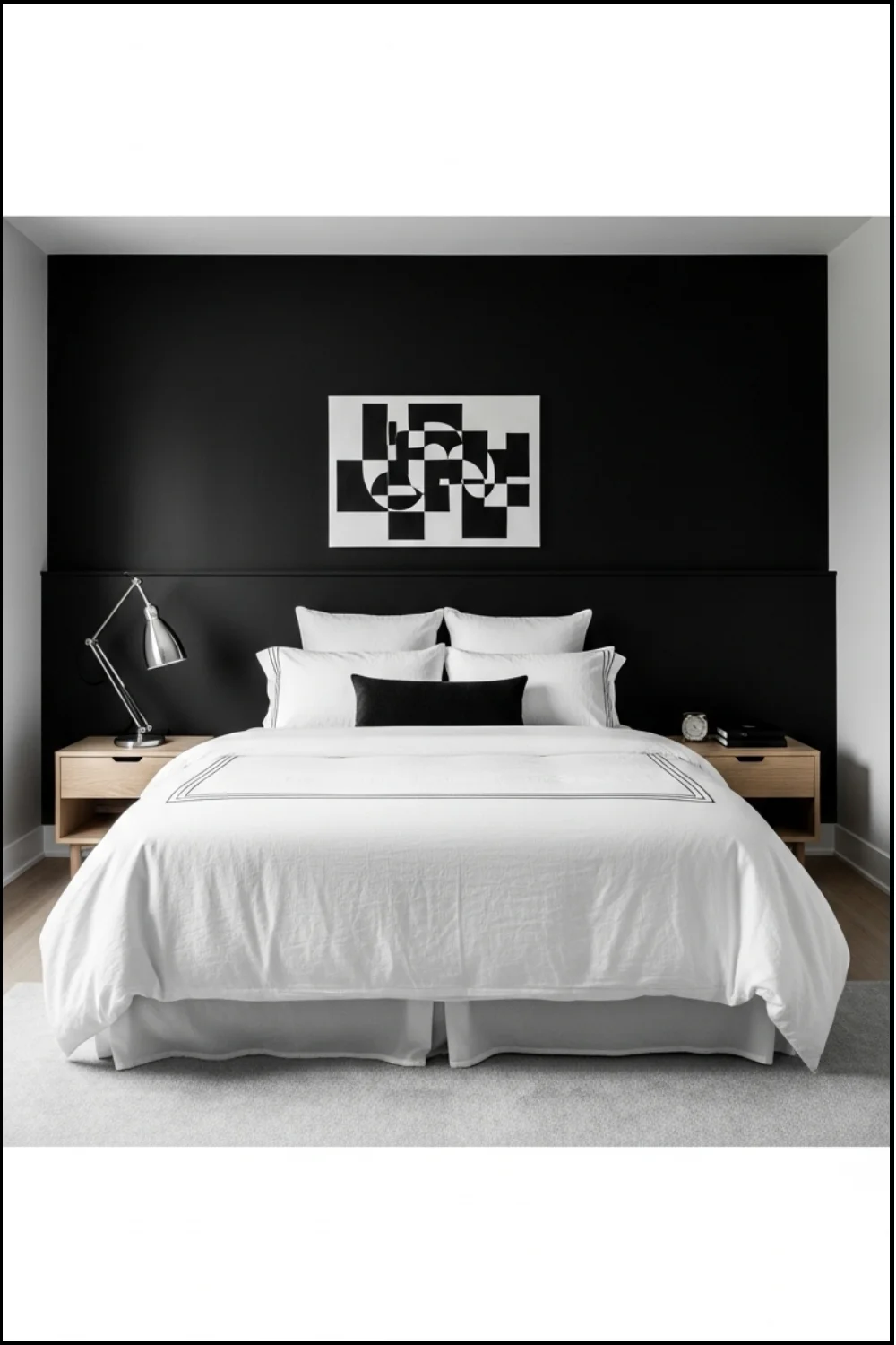 19 Modern Black and White Bedroom Ideas You’ll Love in 2025 22 Black Accent Wall Behind the Bed