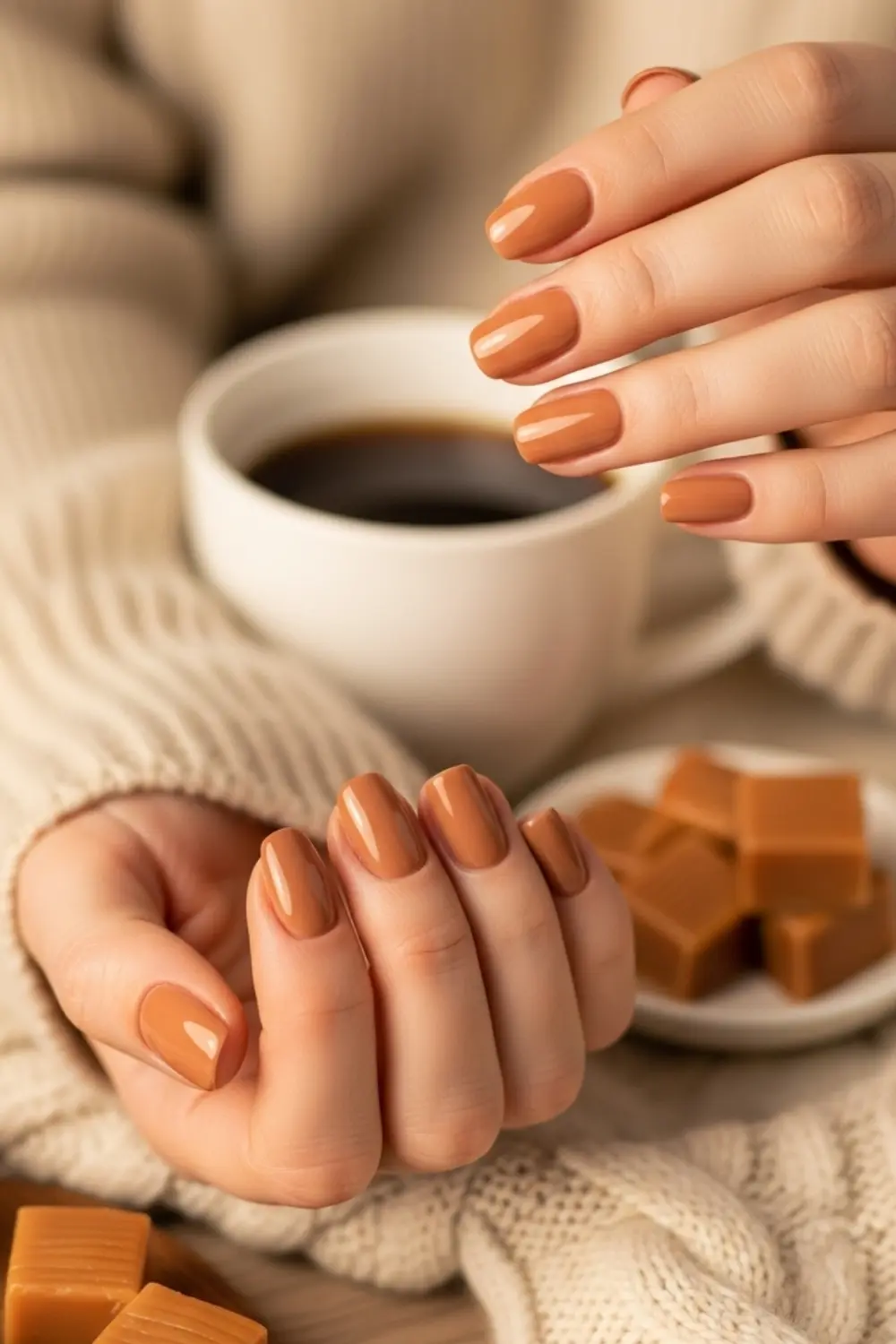 17 Fall/Winter Nails Color Ideas I Didnt Expect to Love 9 Caramel Tan - Warm and Cozy