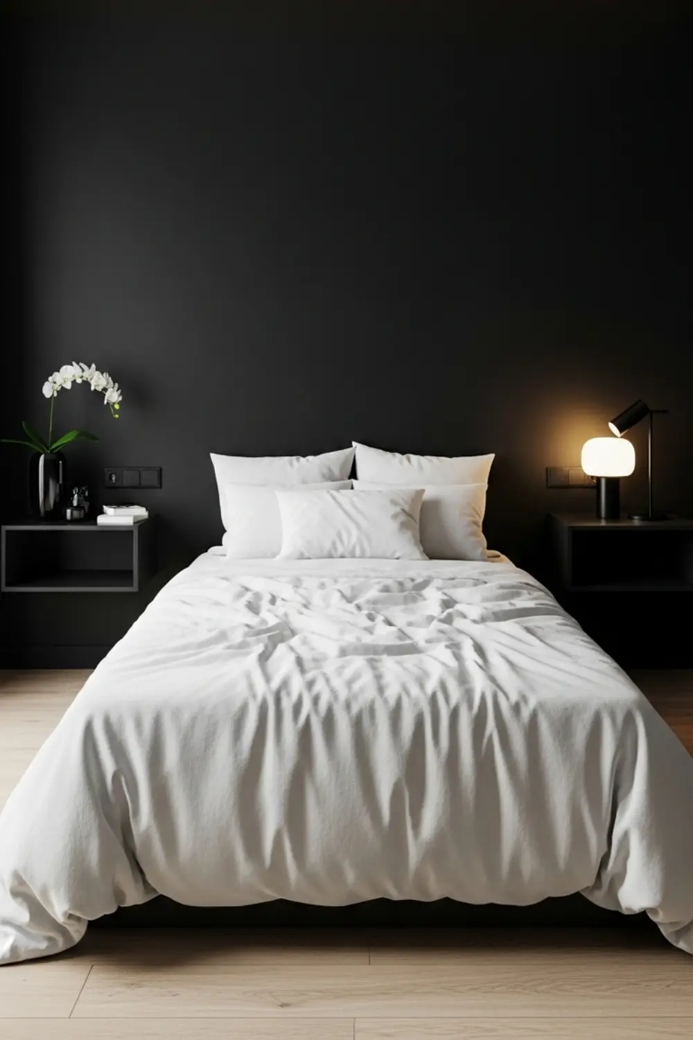 19 Modern Black and White Bedroom Ideas You’ll Love in 2025 6 Classic Black Walls with White Bedding