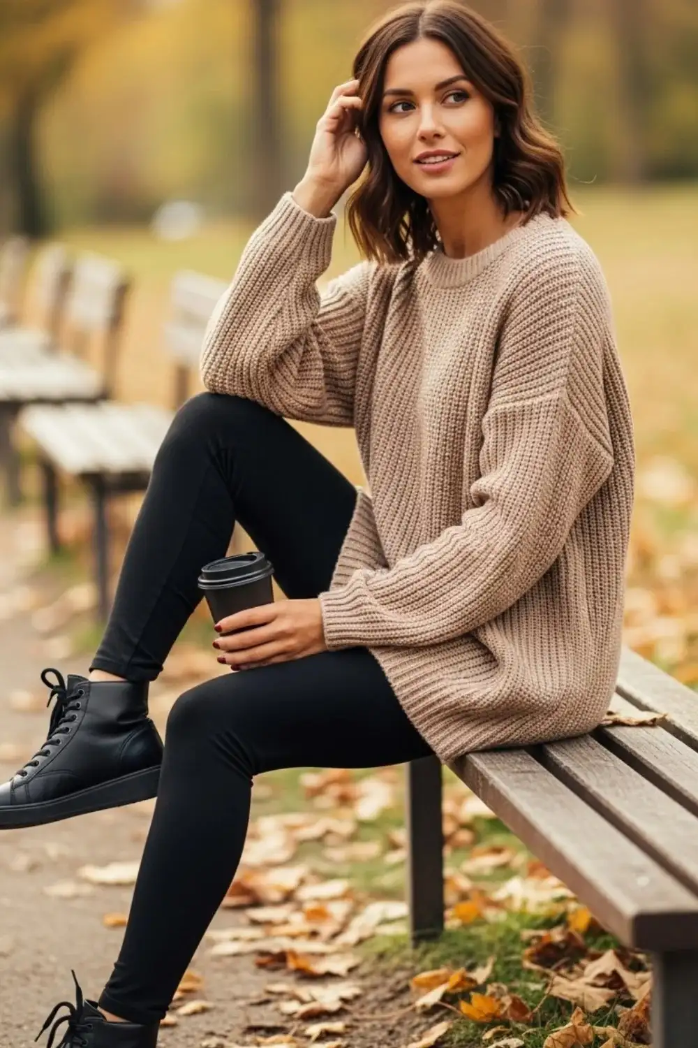 19 Leggings Outfit Ideas to Look Stylish Every Day 2 Classic Leggings with Oversized Sweater