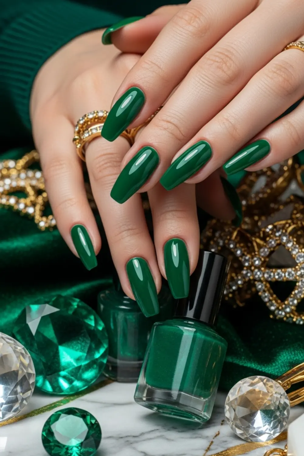 17 Fall/Winter Nails Color Ideas I Didnt Expect to Love 12 Emerald Green - Jewel-Toned Glamour