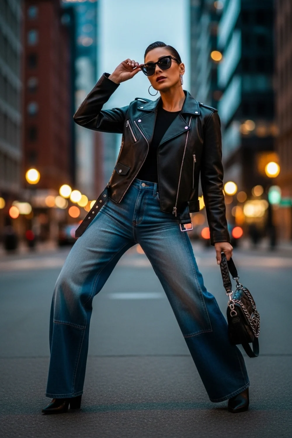 21 Wide Leg Jeans Outfits Ideas to Try This Year (2025) 4 Leather Jacket Combo