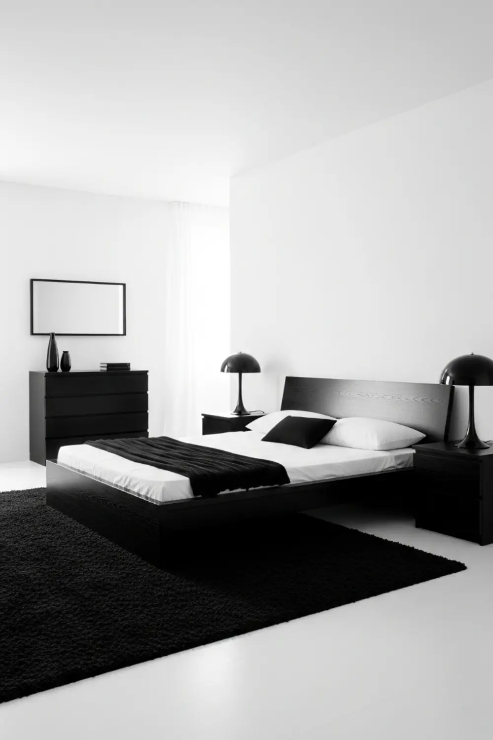 19 Modern Black and White Bedroom Ideas You’ll Love in 2025 7 White Walls with Black Furniture