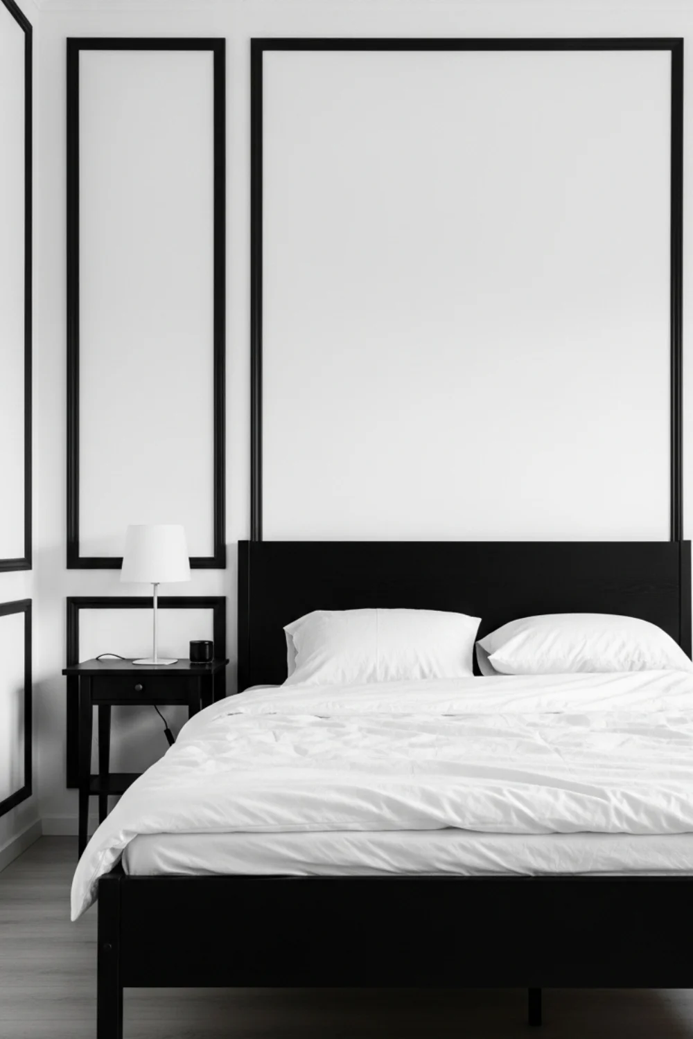 19 Modern Black and White Bedroom Ideas You’ll Love in 2025 21 White Walls with Black Trim and Molding