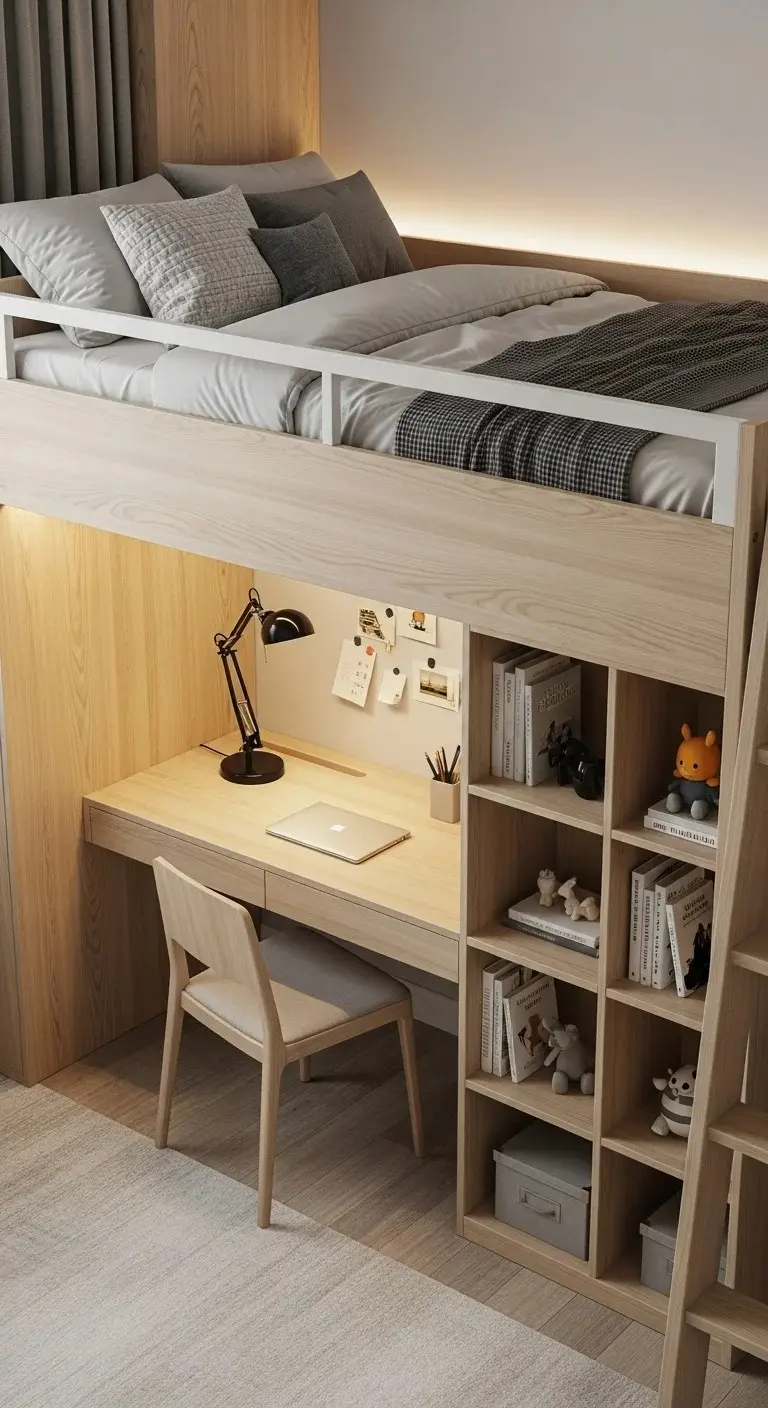 15 Modern Kids Bedroom Ideas 2026 That Fix Messy, Boring Rooms Fast! 4 Loft Bed Design with Study Area Underneath