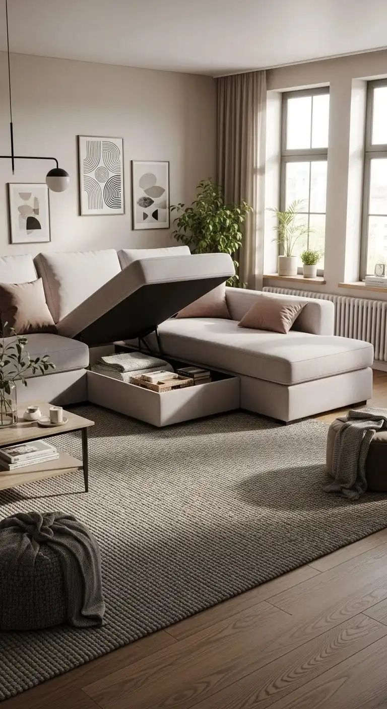 20 Best Sectional Living Room Ideas (You'll Wish You Knew!) 10 Sectional with Built-In Storage