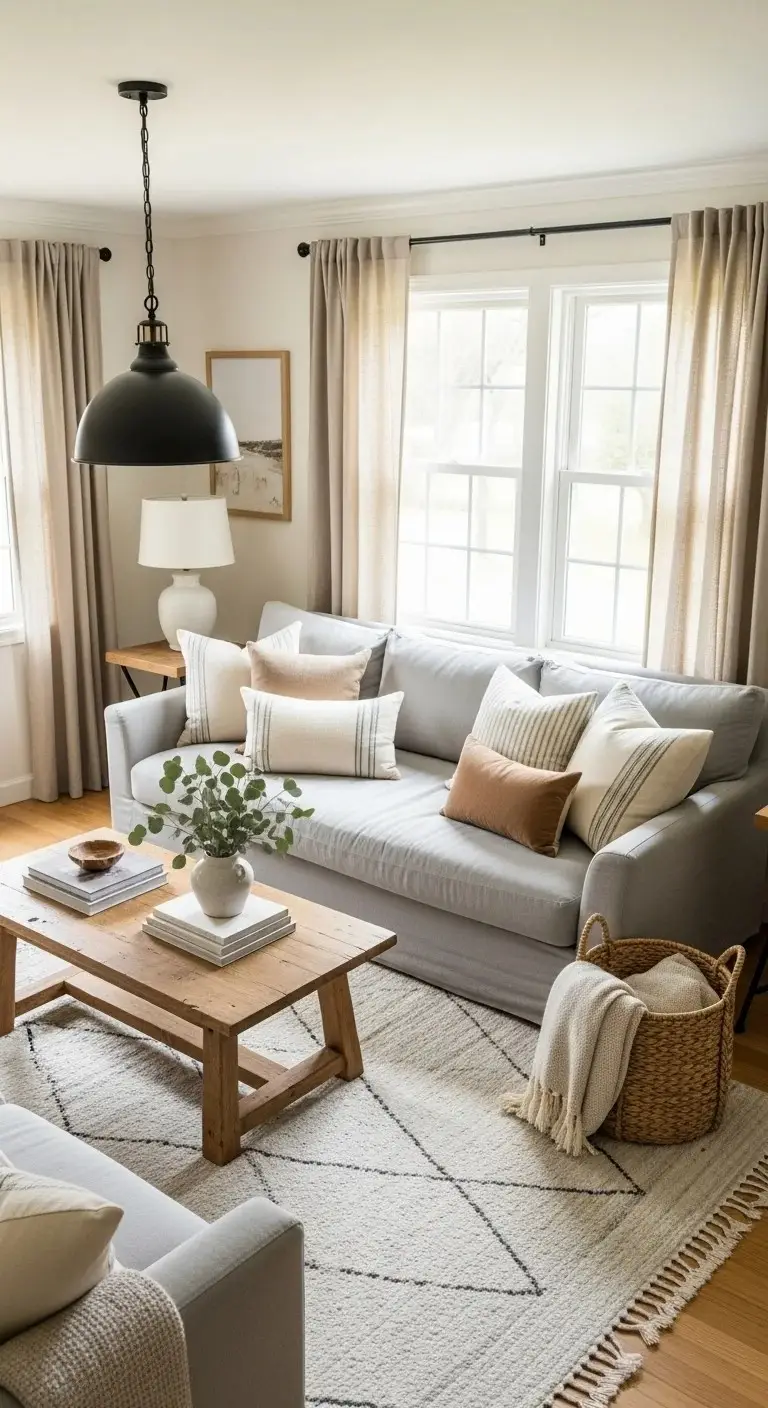 20 Farmhouse Living Room Ideas for 2026 Designers Can’t Stop Talking About! 18 Simple Cotton or Linen Curtains