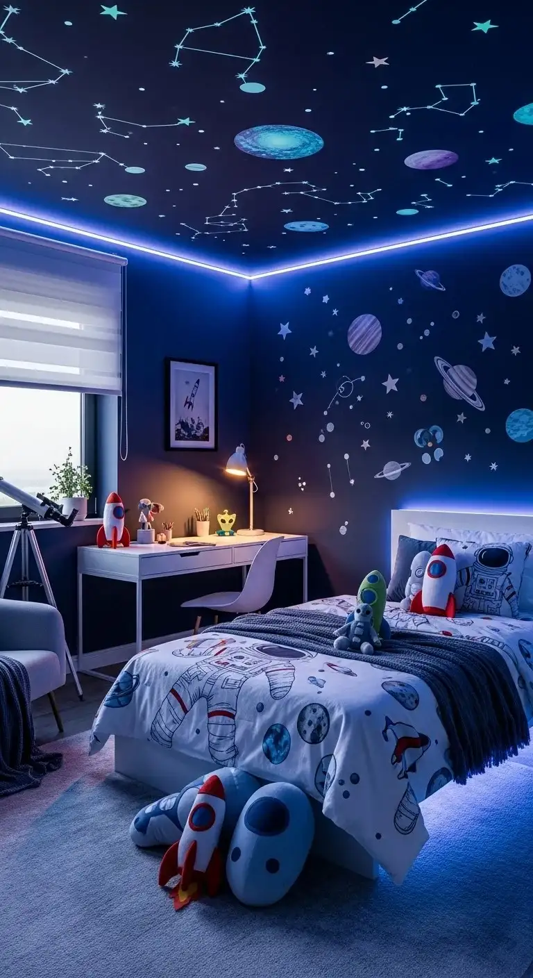 15 Modern Kids Bedroom Ideas 2026 That Fix Messy, Boring Rooms Fast! 14 Space and Galaxy Theme