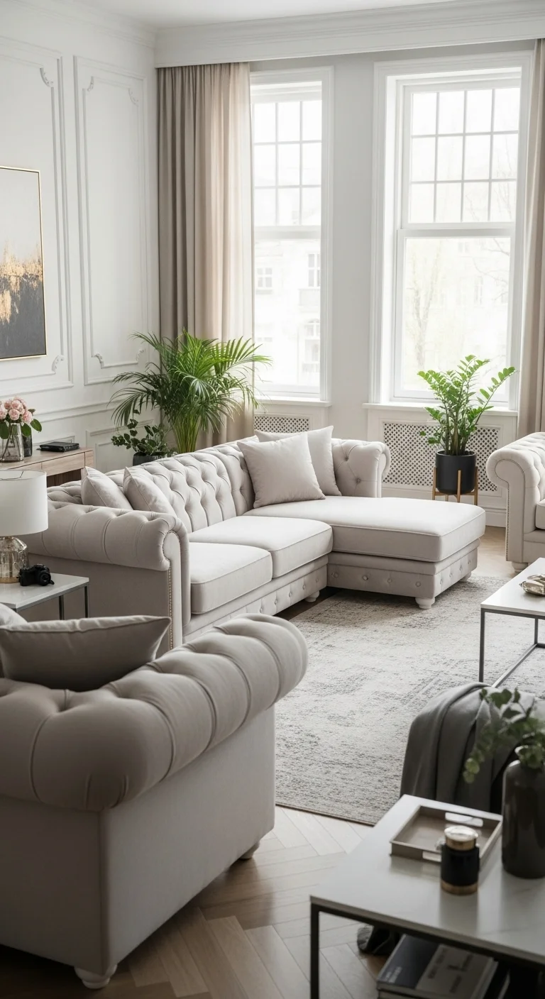 20 Best Sectional Living Room Ideas (You'll Wish You Knew!) 16 Tufted Sectional for Classic Elegance