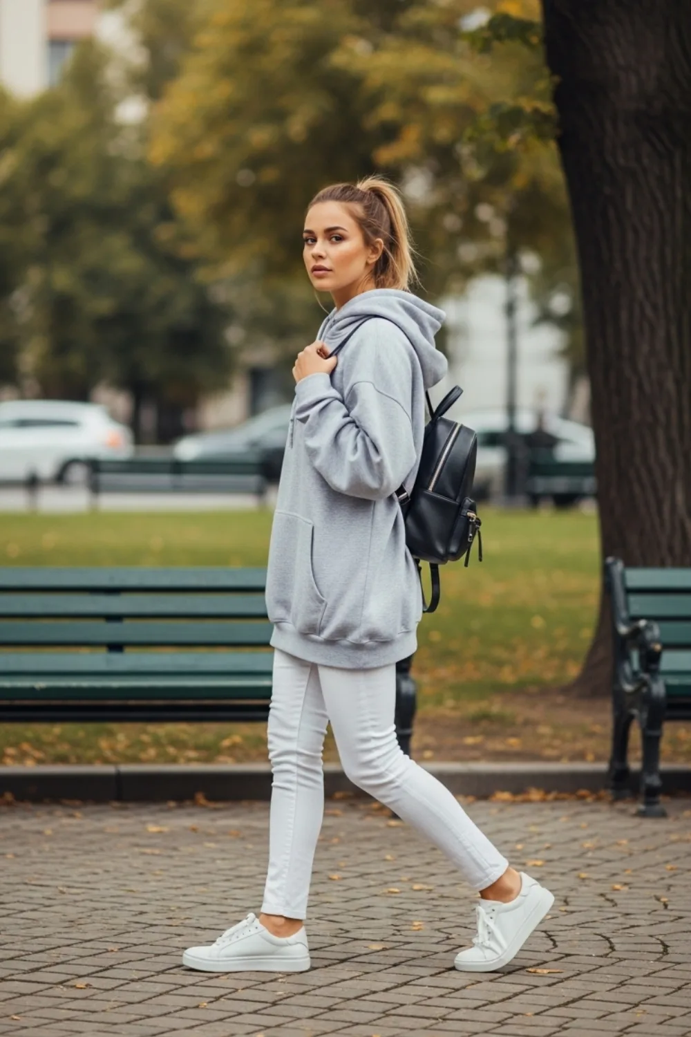 17 White Pants Outfit Ideas for Every Season and Style 16 White Pants with a Casual Hoodie