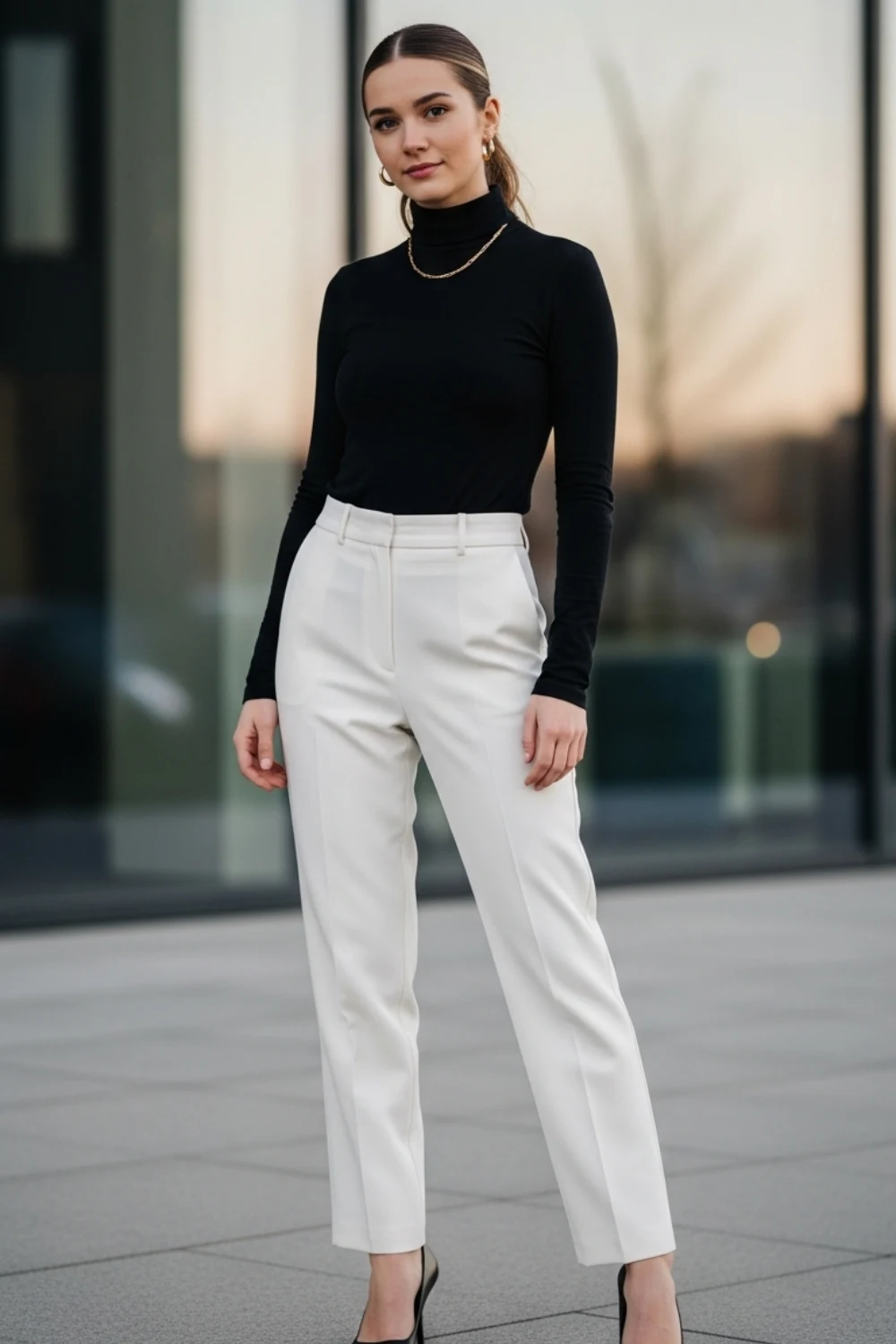 17 White Pants Outfit Ideas for Every Season and Style 13 White Pants with a Sleek Turtleneck