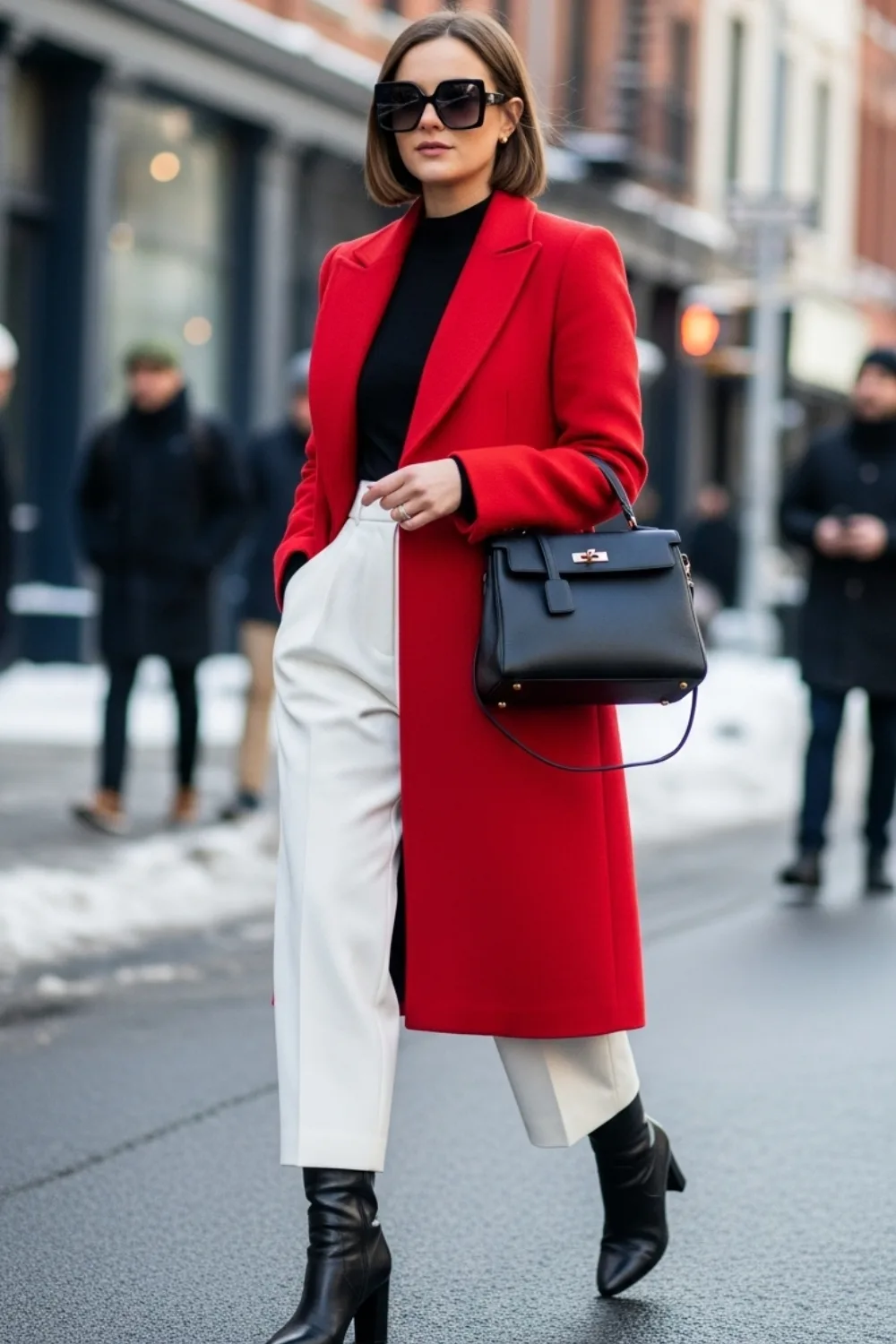 17 White Pants Outfit Ideas for Every Season and Style 17 White Pants with a Statement Coat