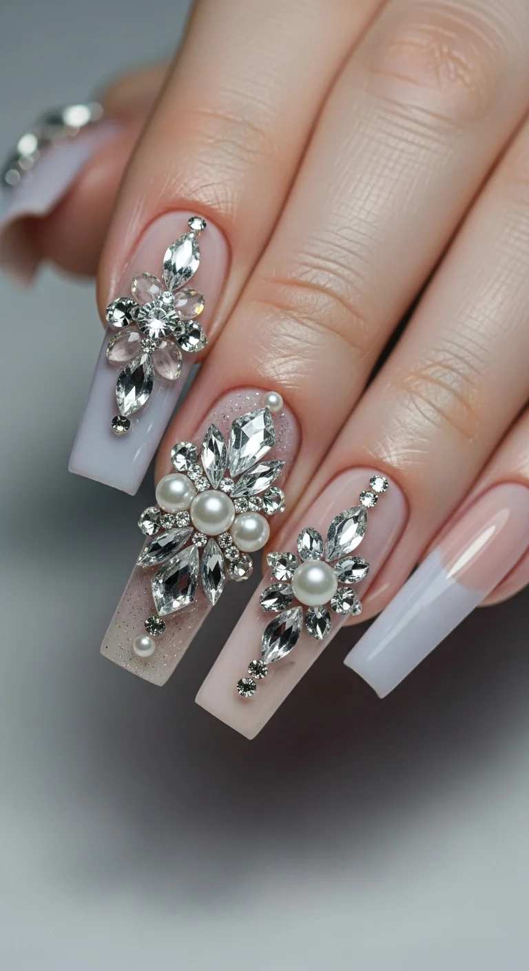 Tired of Same Old Nails? Discover 20+ Nail Art for Long Nails That Stand Out 7 3D Gem Embellishments