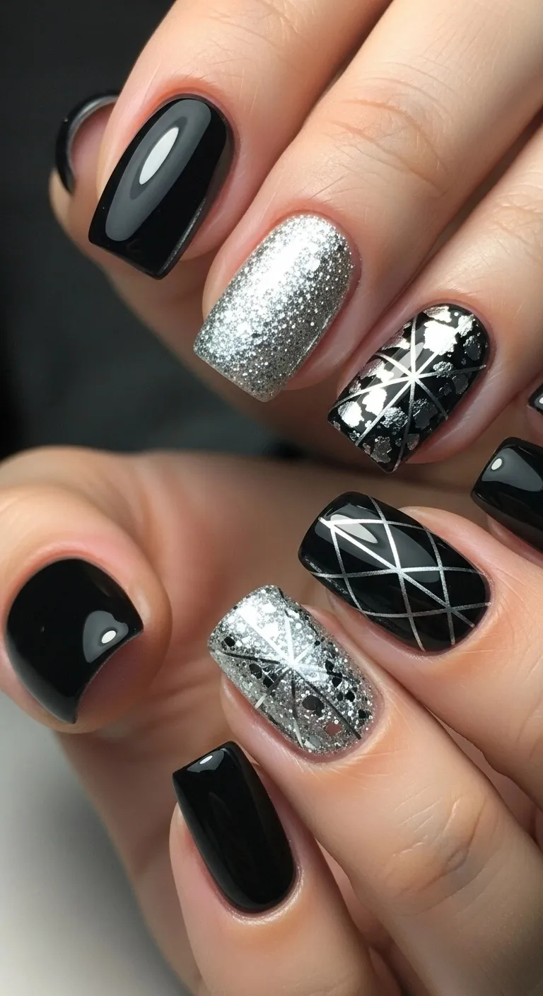 19 Birthday Nails Ideas That Feel Personal, Not Overdone 5 Black and Silver Elegant Style