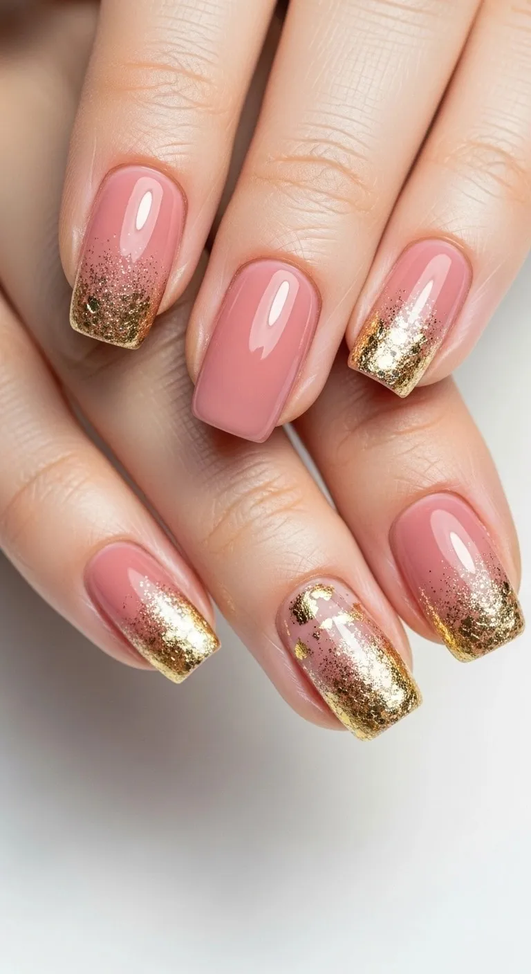 19 Birthday Nails Ideas That Feel Personal, Not Overdone 2 Classic Pink and Gold Glitter Combination