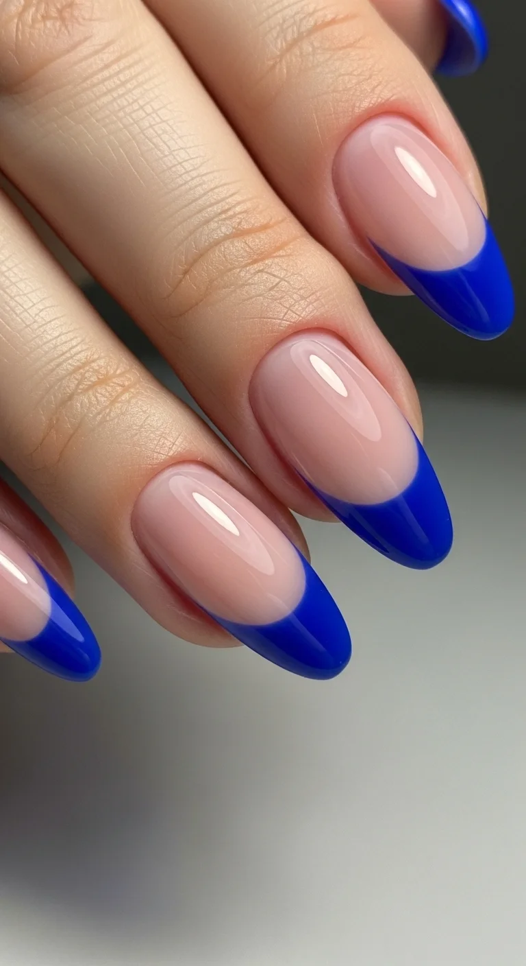 18 Blue Nails Ideas That Somehow Look Different Every Time 11 Cobalt Blue French Tips