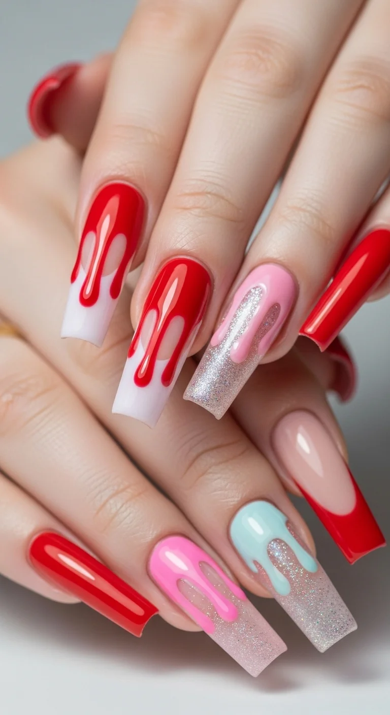 Tired of Same Old Nails? Discover 20+ Nail Art for Long Nails That Stand Out 13 Drip Effect Melts
