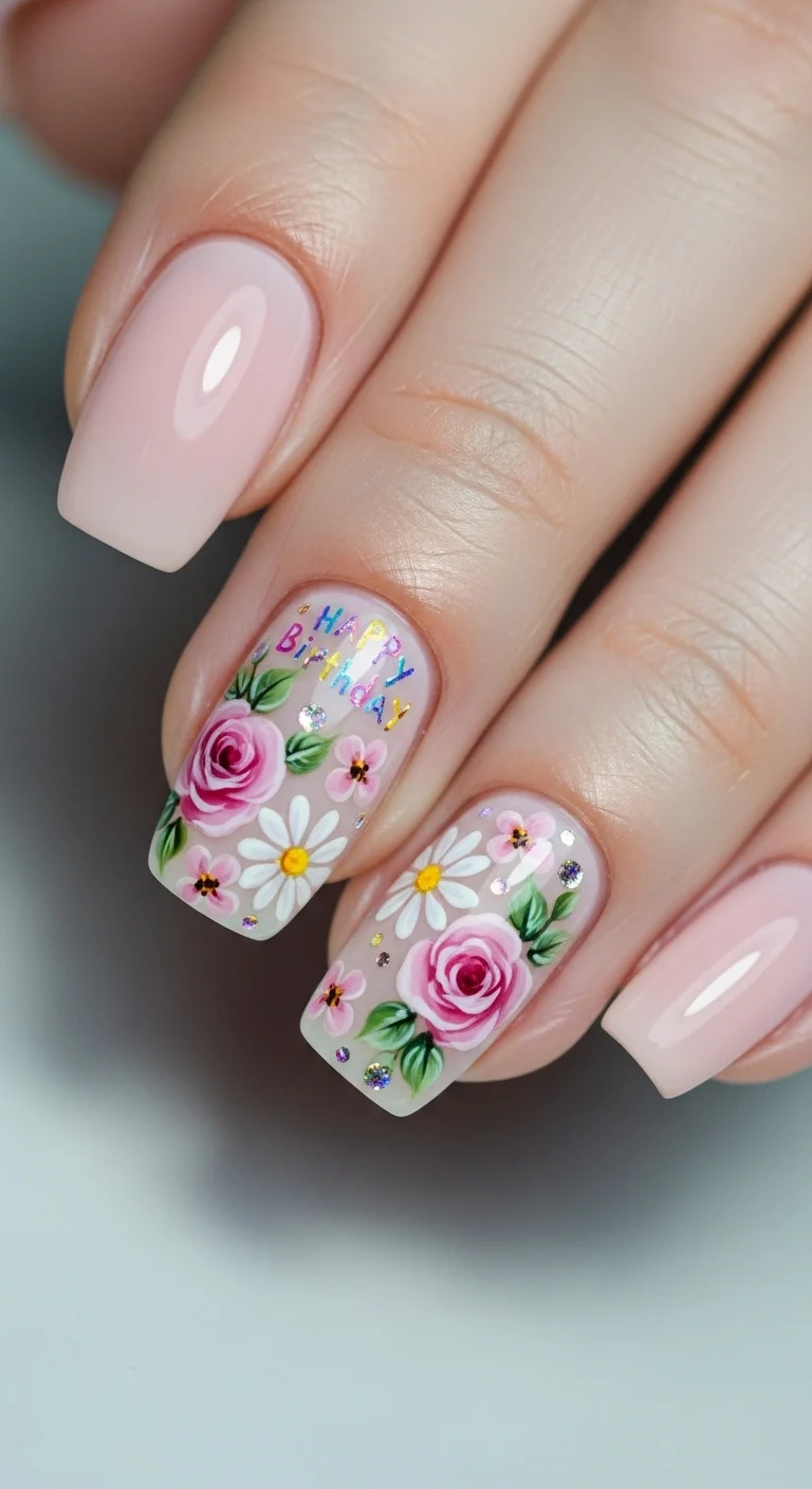19 Birthday Nails Ideas That Feel Personal, Not Overdone 16 Floral Birthday Garden Design