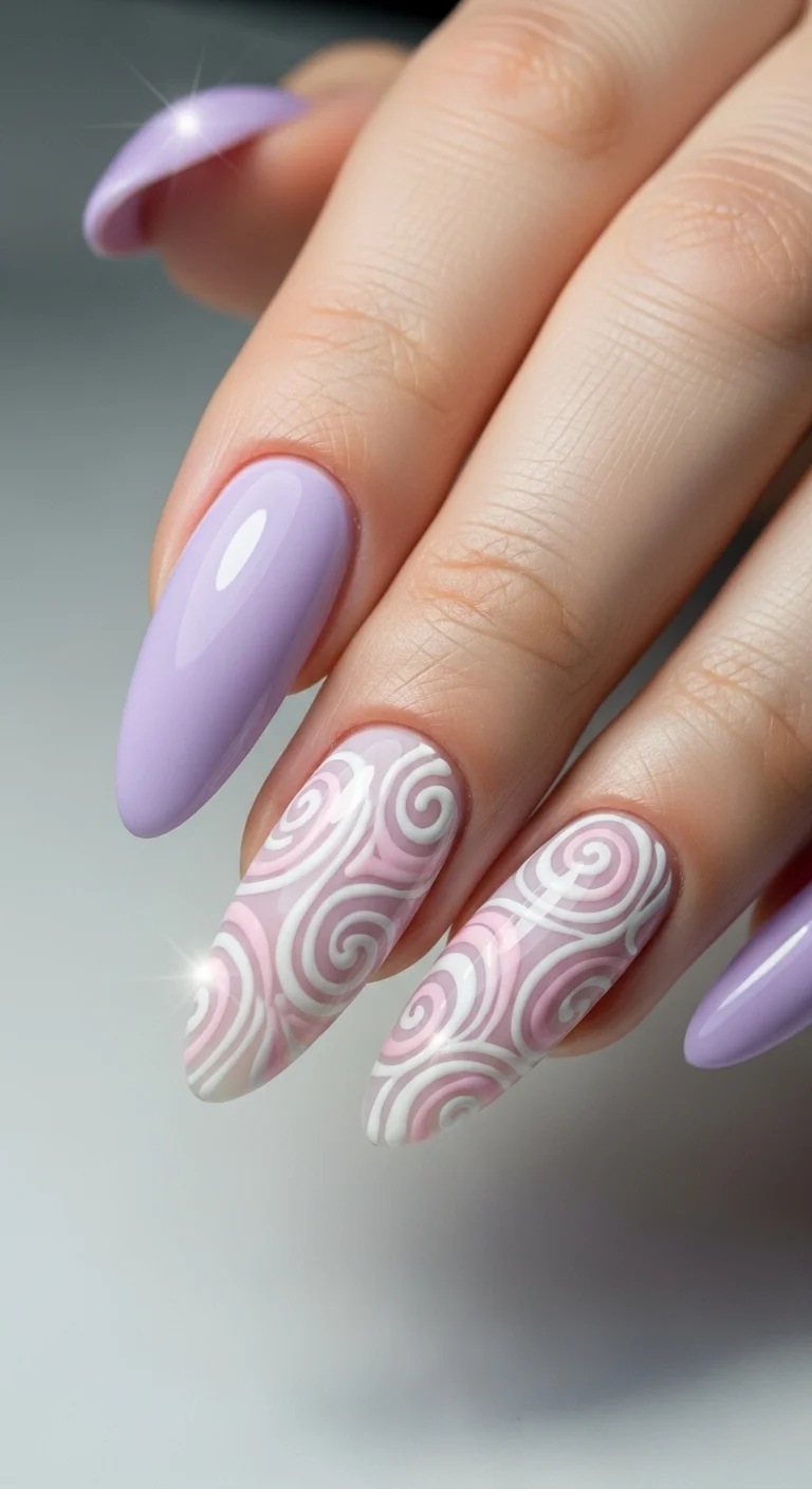 Tired of Same Old Nails? Discover 20+ Nail Art for Long Nails That Stand Out 6 Lavender Haze Swirls