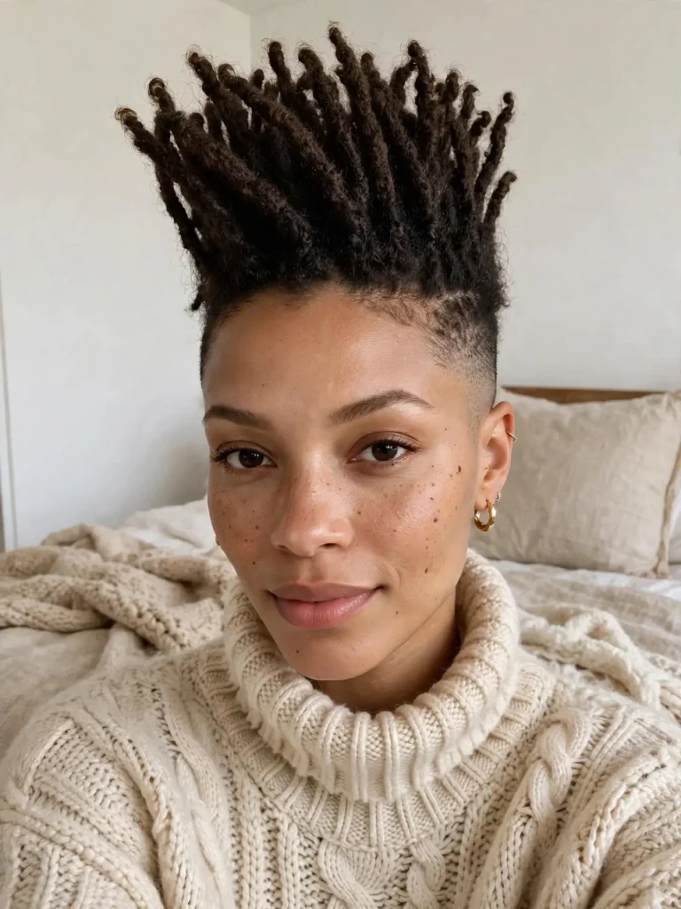 15 Locs Hairstyles for Women ideas, Sorted by Where You Are in the Journey 13 Locd Faux Hawk 768x1024 1