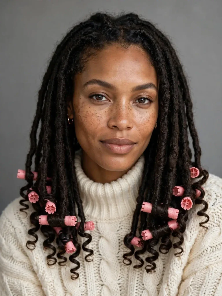 15 Locs Hairstyles for Women ideas, Sorted by Where You Are in the Journey 11 Loose Curls at the Ends Using Perm Rods 768x1024 1