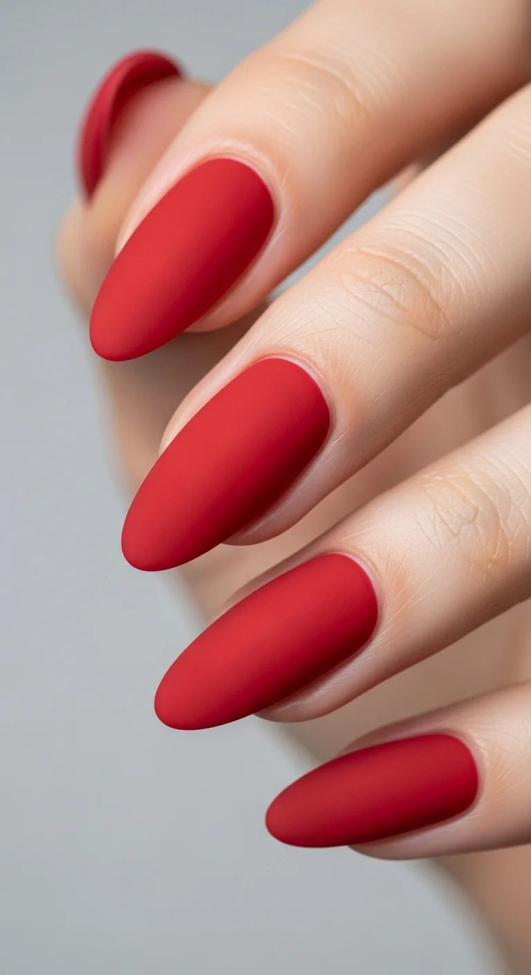 21 Red Nail Ideas That Look Bold Without Feeling Too Much 6 Matte Red Finish