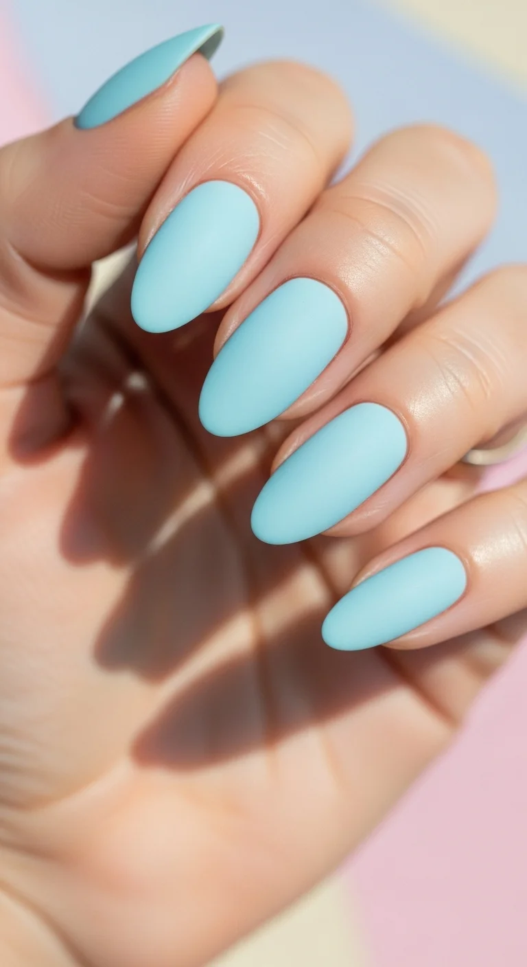 18 Blue Nails Ideas That Somehow Look Different Every Time 6 Matte Sky Blue