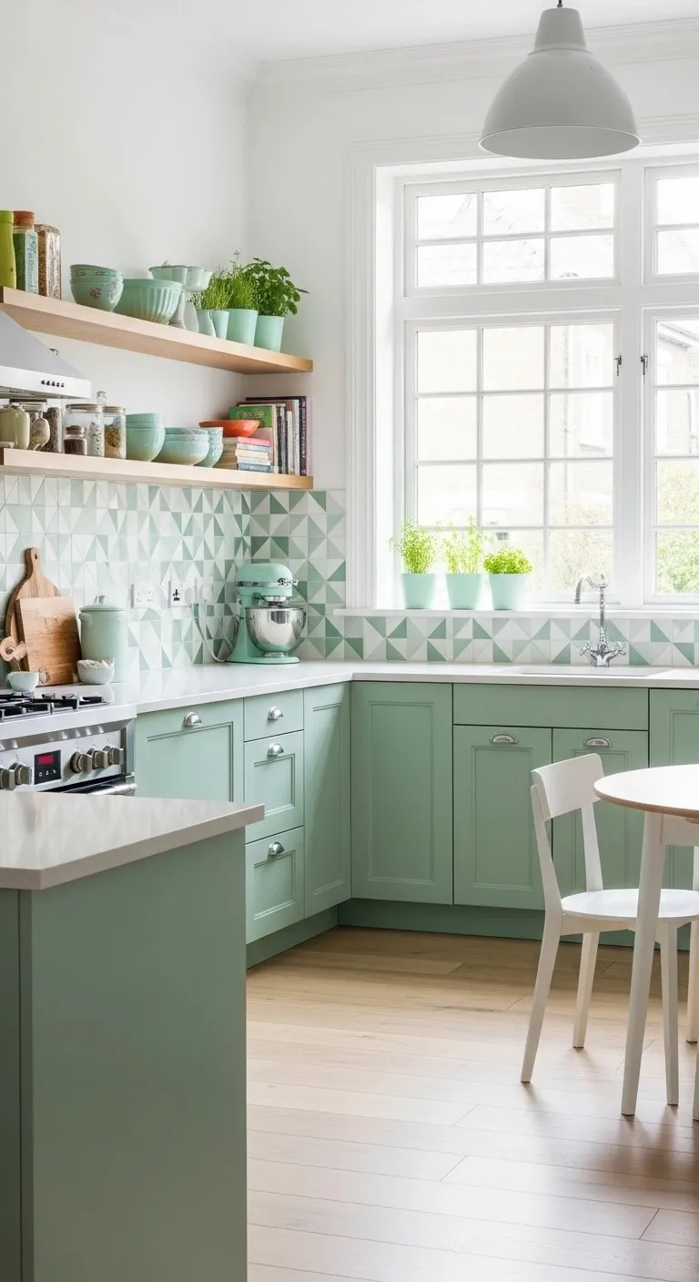 25+ Kitchen Paint Color for Walls and Cabinets You Won’t Believe Actually Work! 20 Mint Green Retro Charm Meets Modern Style