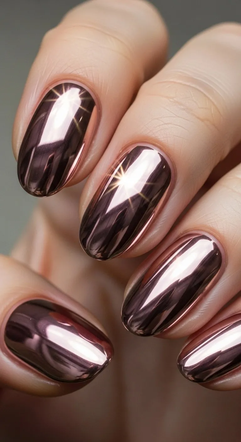 19 Birthday Nails Ideas That Feel Personal, Not Overdone 7 Rose Gold Chrome Finish