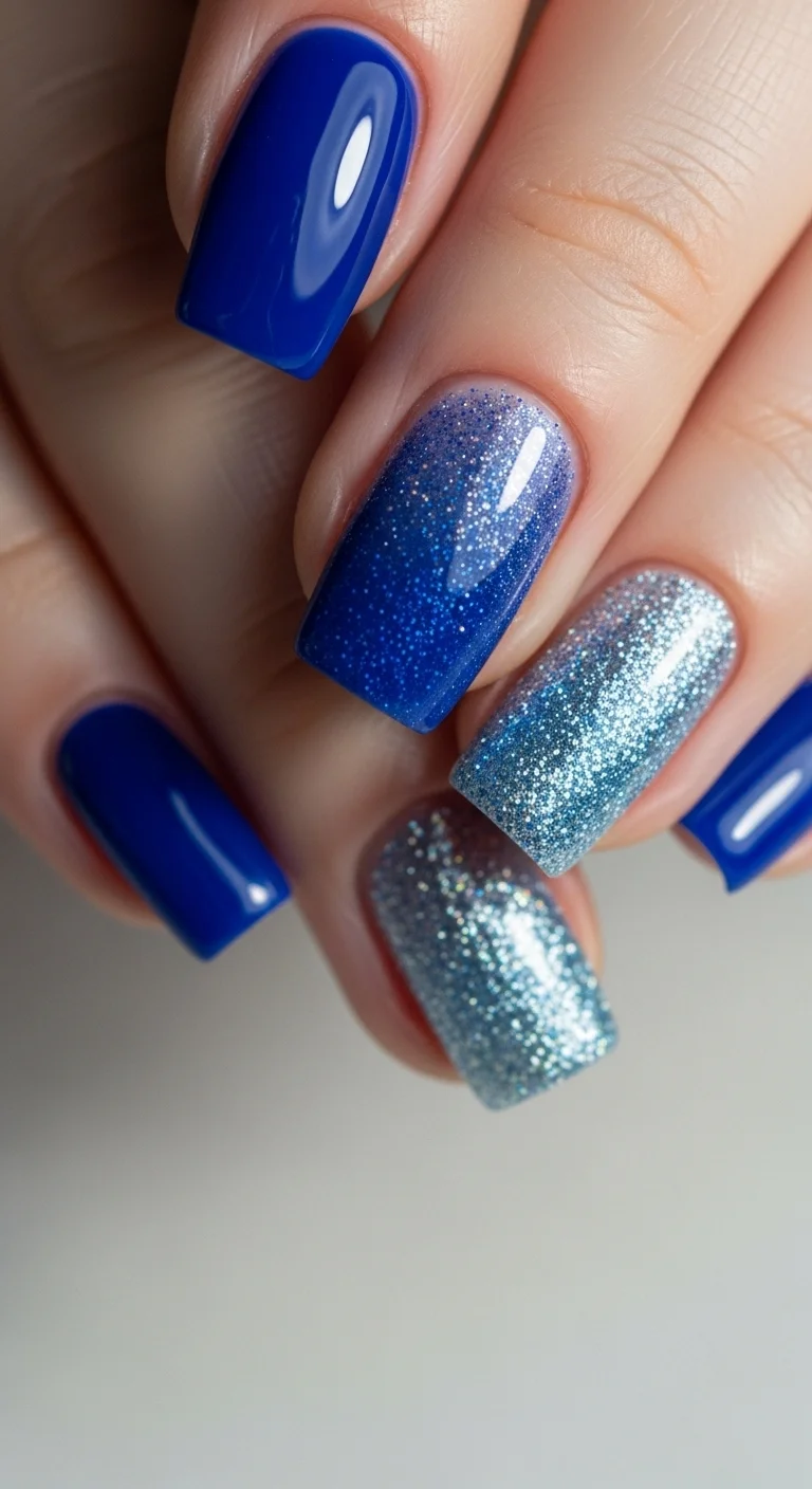 18 Blue Nails Ideas That Somehow Look Different Every Time 4 Royal Blue Glitter Ombre