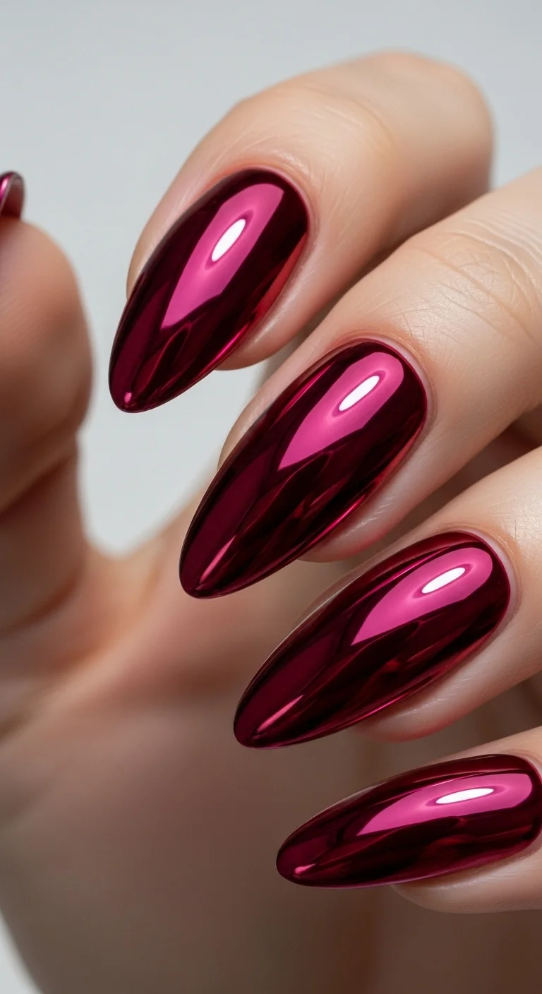 21 Red Nail Ideas That Look Bold Without Feeling Too Much 10 Ruby Red Chrome