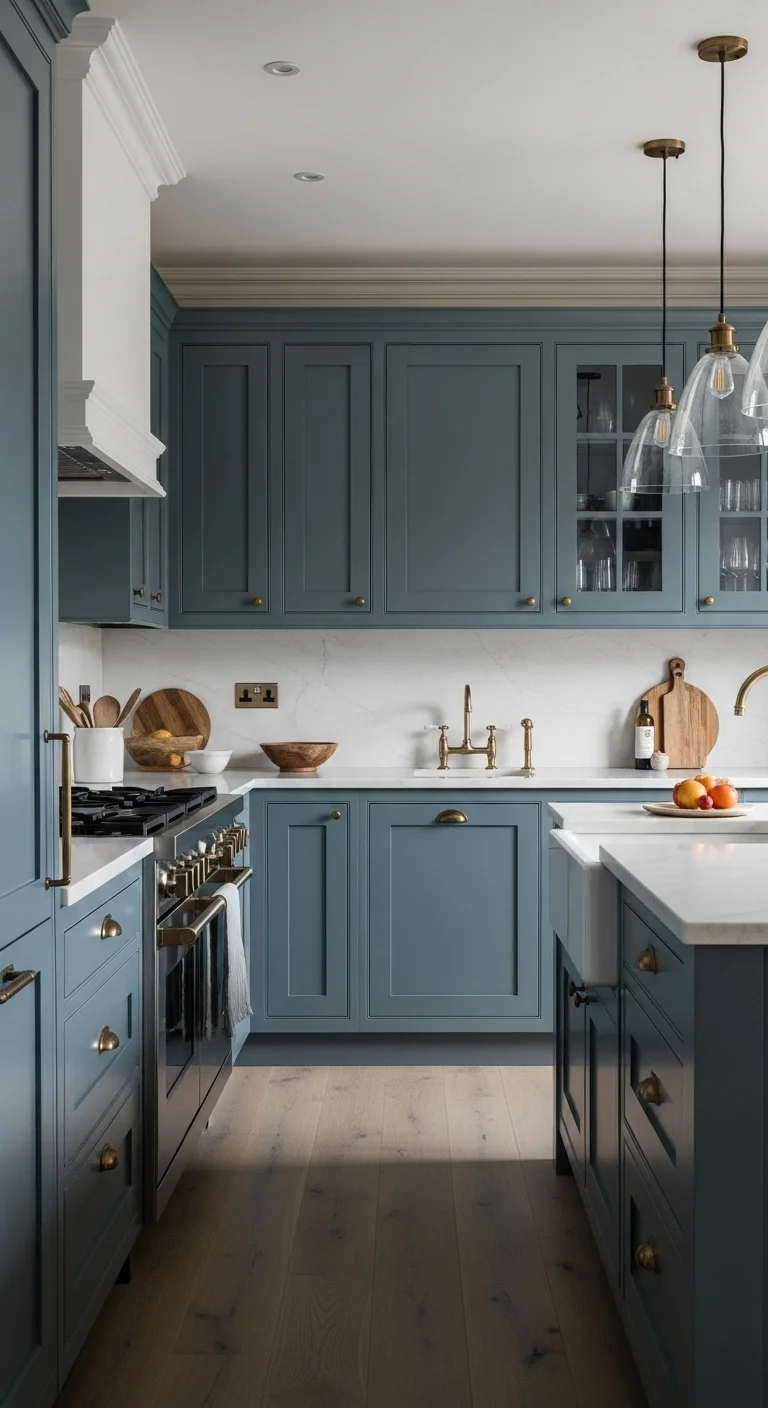 25+ Kitchen Paint Color for Walls and Cabinets You Won’t Believe Actually Work! 26 Slate Blue Moody and Elegant