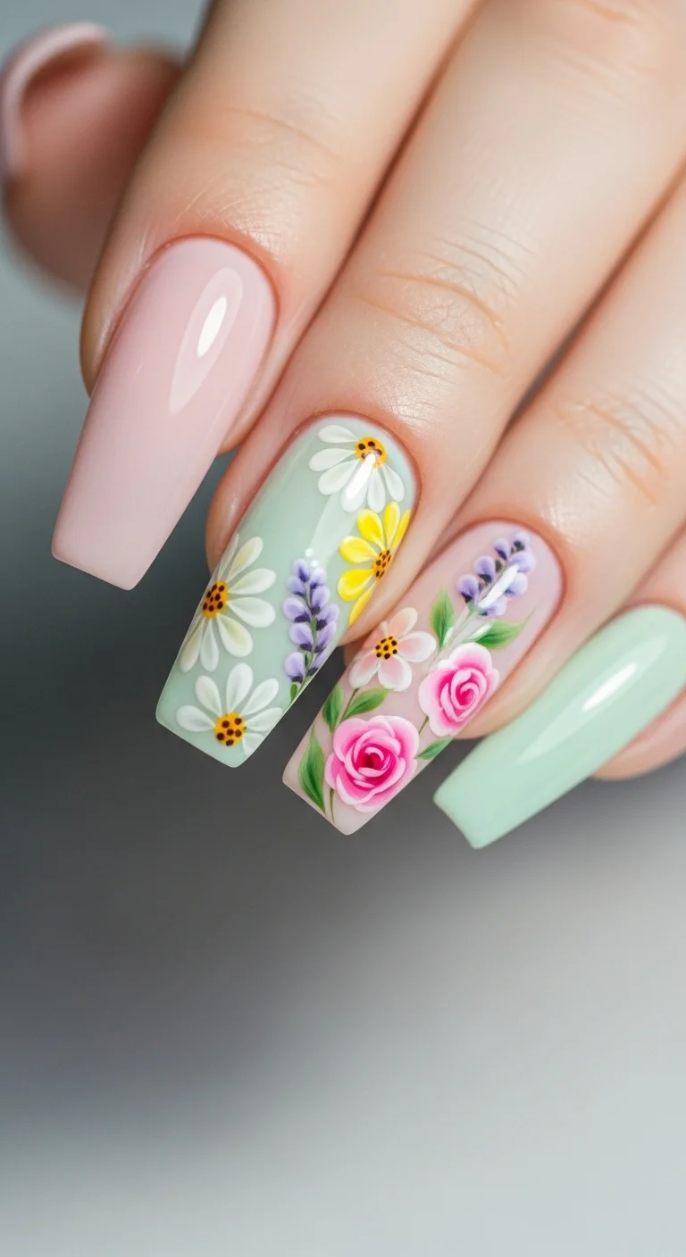 Tired of Same Old Nails? Discover 20+ Nail Art for Long Nails That Stand Out 4 Summer Flower Blooms