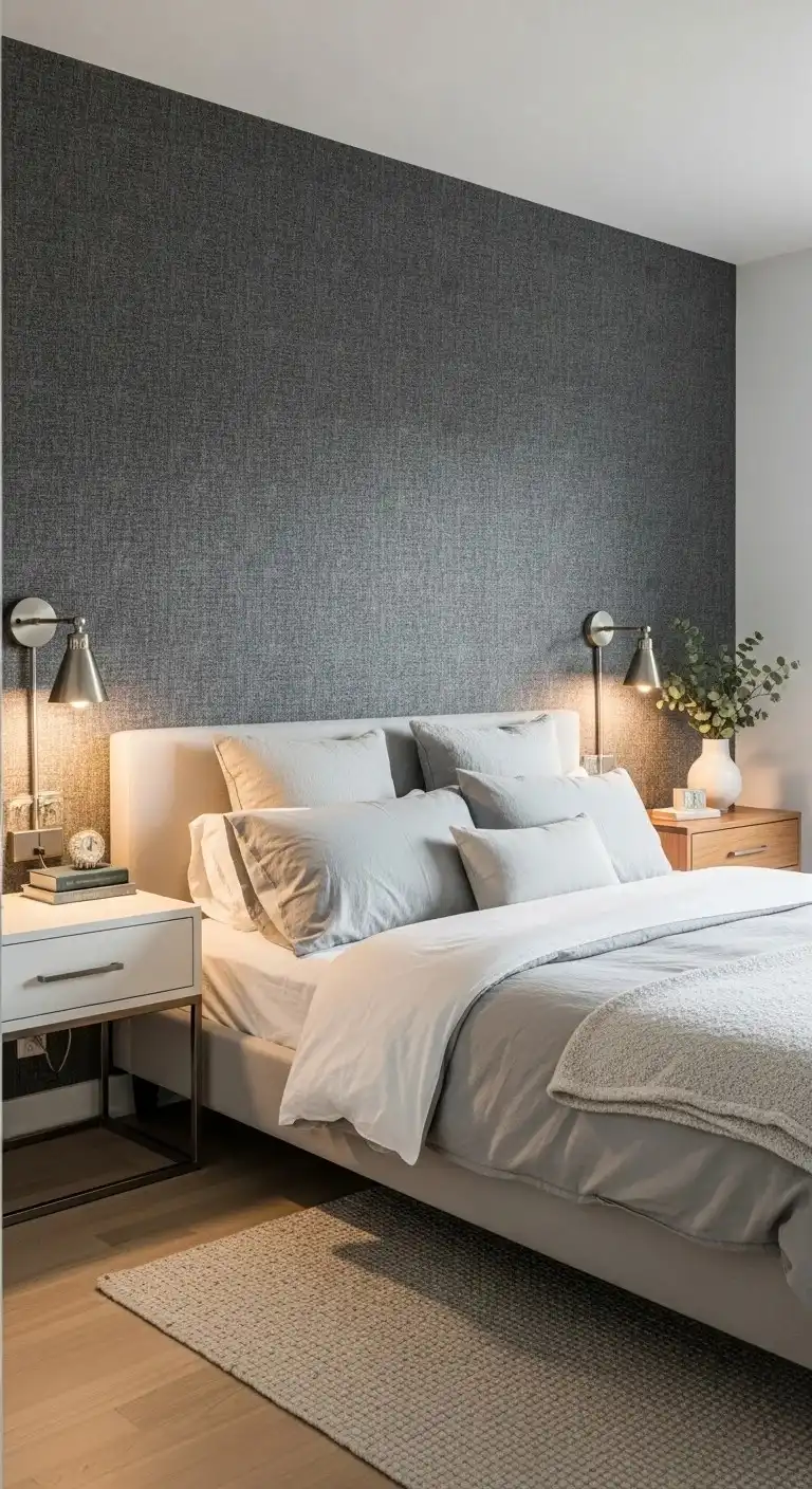 19 Grey Bedroom Wallpapers ideas That'll Make You Gasp (2025) 2 Textured Charcoal Grey Wallpaper