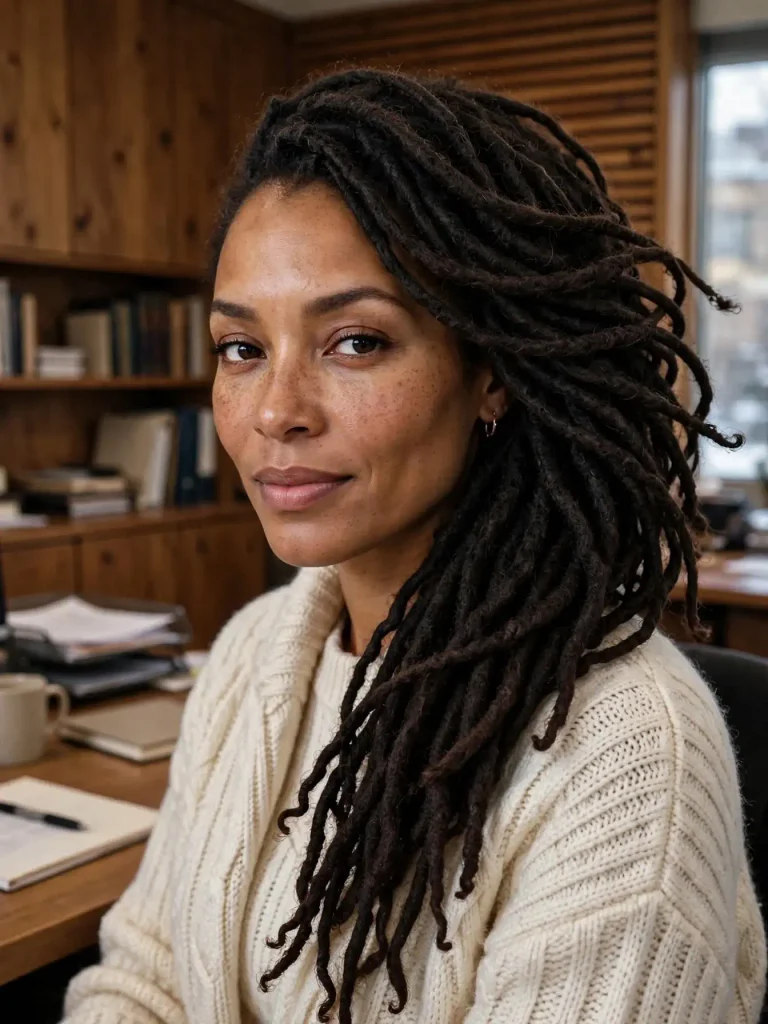 15 Locs Hairstyles for Women ideas, Sorted by Where You Are in the Journey 6 The Side Swept Style 768x1024 1