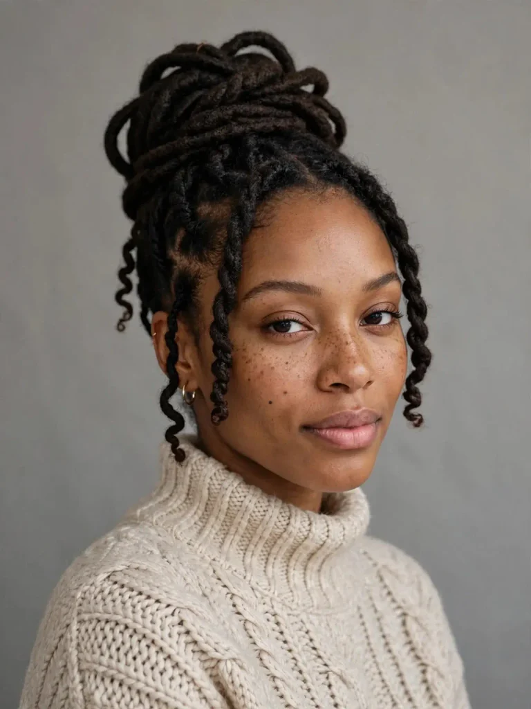 15 Locs Hairstyles for Women ideas, Sorted by Where You Are in the Journey 5 Two Strand Twist Updo 768x1024 1