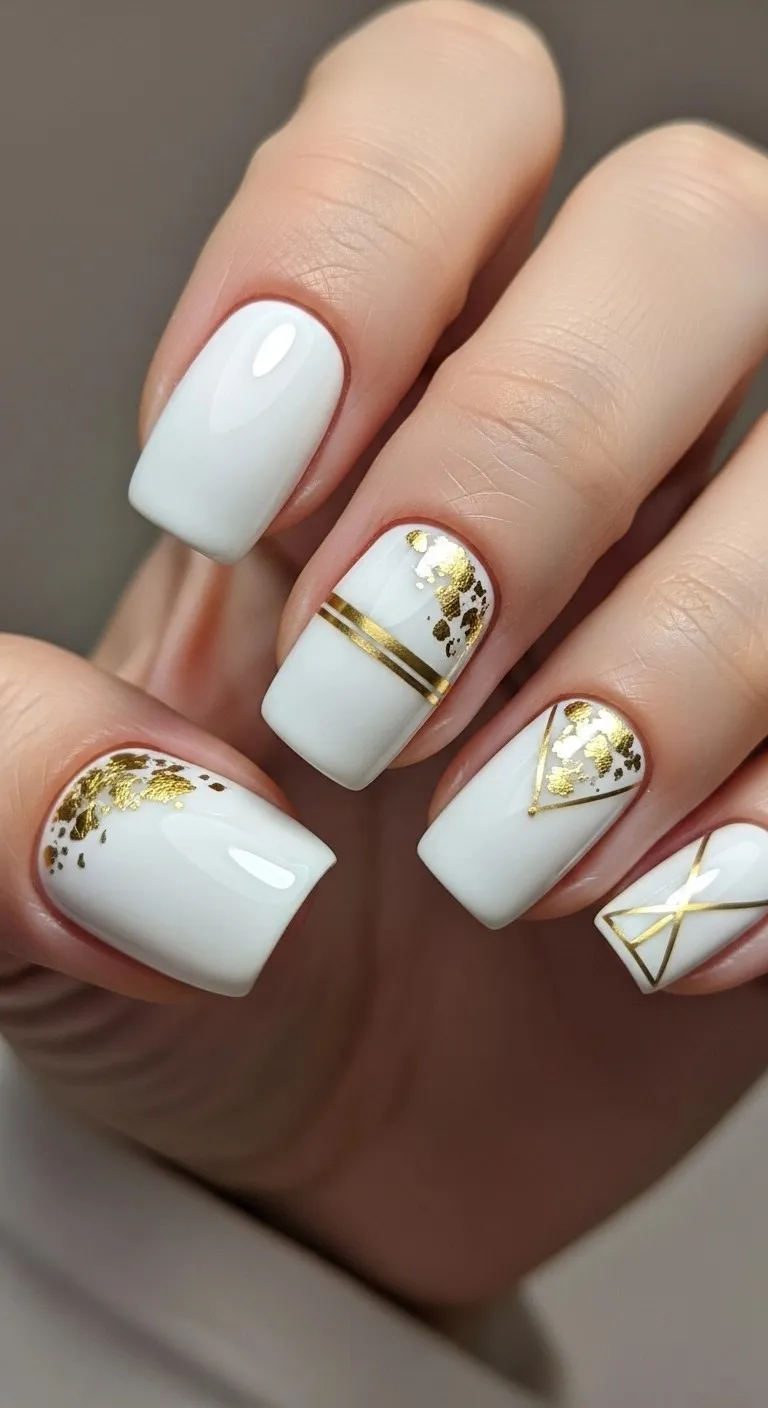 19 Birthday Nails Ideas That Feel Personal, Not Overdone 9 White Nails with Gold Details