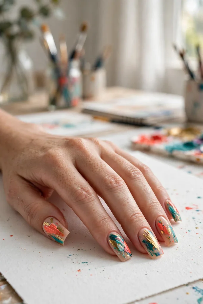 14 Nail Art Designs for Long Nails, Served as a Five-Course Menu 11 g10 abstract brushstrokes