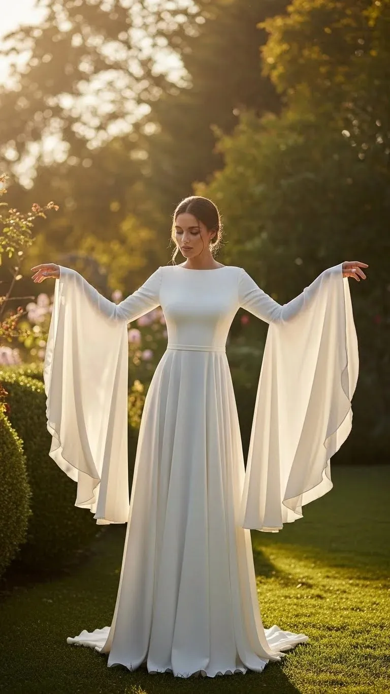 19 Long Sleeve Wedding Dress Ideas for 2026: Your Ultimate Guide to Elegant Bridal Style 10 Bell Sleeve Romantic Gown