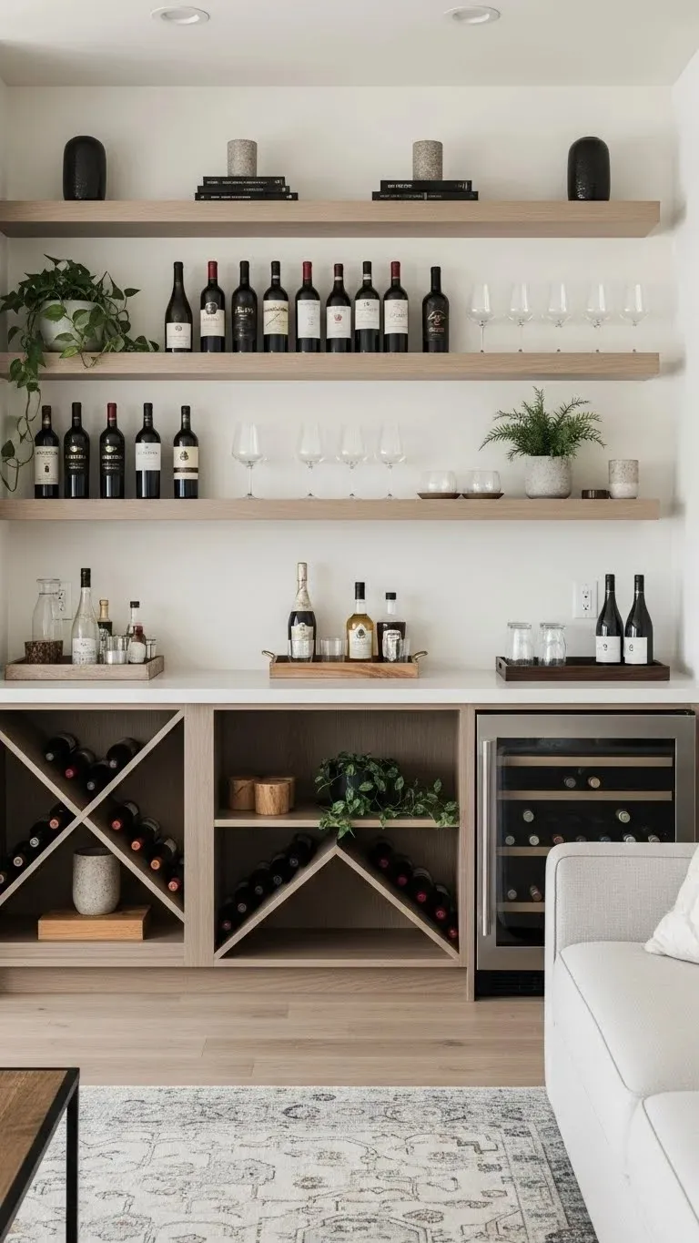 21 Built-In Living Room Shelf Ideas 2026: Transform Your Space Like a Pro 21 Built-In Bar Shelving with Wine Storage