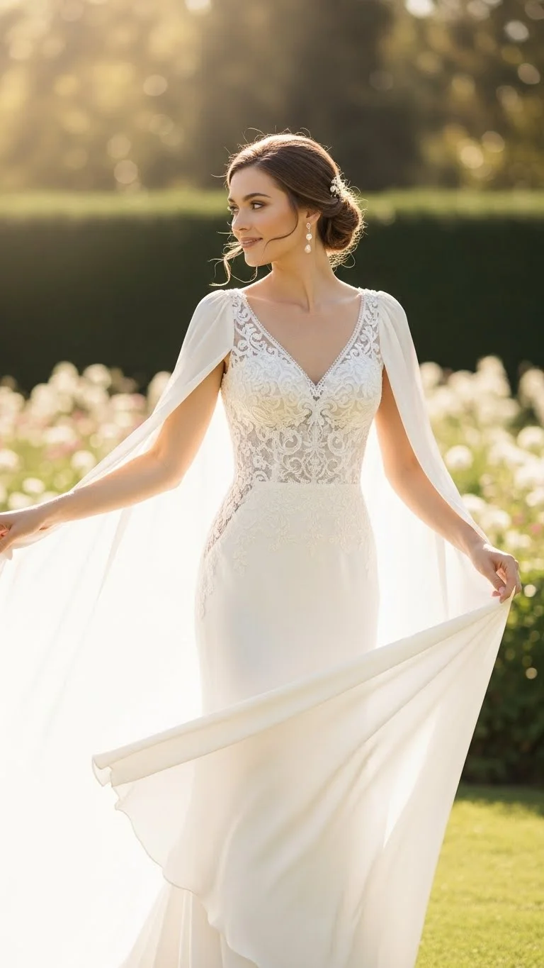 19 Long Sleeve Wedding Dress Ideas for 2026: Your Ultimate Guide to Elegant Bridal Style 15 Cape Sleeve Wedding Gown