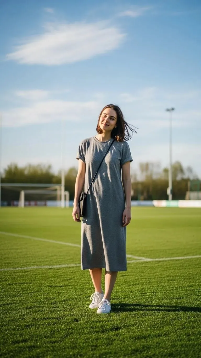 21 Soccer Mom Outfit Ideas 2026: Look Amazing at Every Game Day 8 Casual Dress with Sneakers