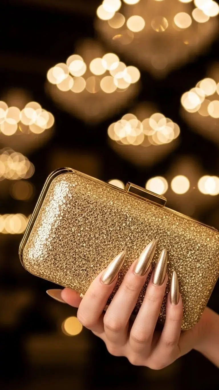 20 Winter Nail Colors Ideas 2026: Trending Shades That'll Make Your Nails Pop 16 Champagne Gold