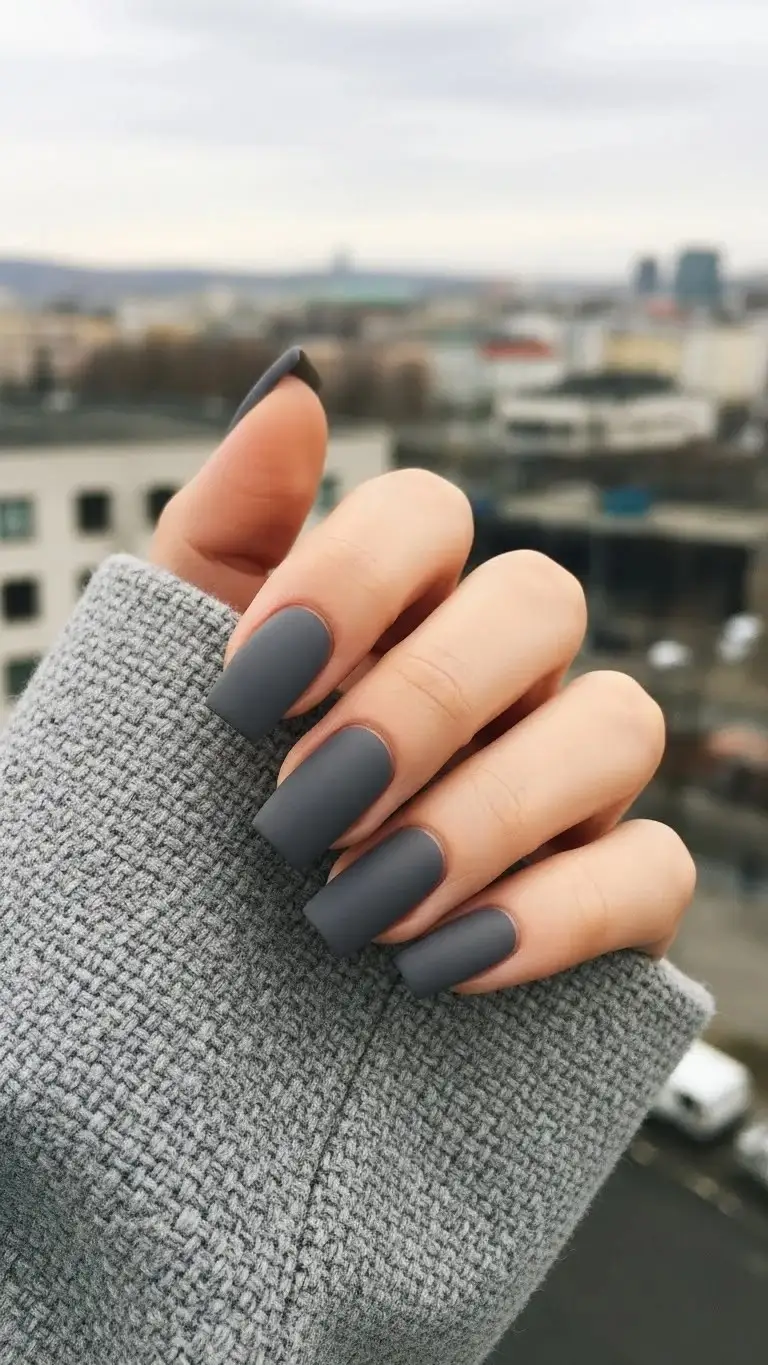 20 Winter Nail Colors Ideas 2026: Trending Shades That'll Make Your Nails Pop 8 Charcoal Gray