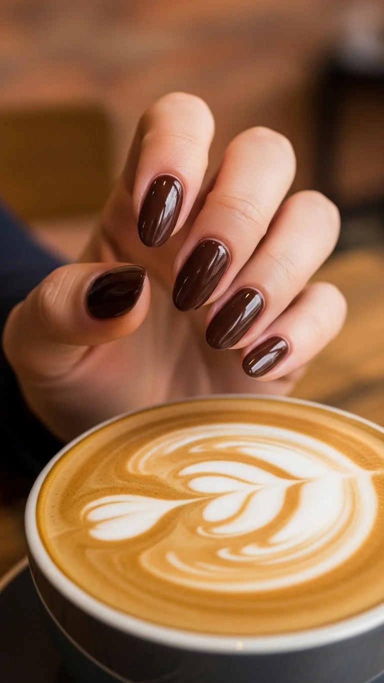 20 Winter Nail Colors Ideas 2026: Trending Shades That'll Make Your Nails Pop 5 Chocolate Brown
