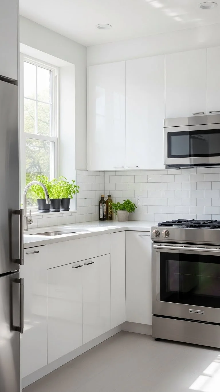 25 Small Kitchen Ideas 2026: Transform Your Tiny Space Into a Chef's Paradise 22 Choose Reflective Backsplashes