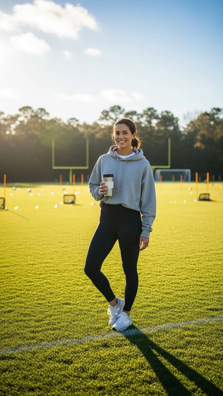 21 Soccer Mom Outfit Ideas 2026: Look Amazing at Every Game Day 2 Classic Leggings and Oversized Hoodie Combo