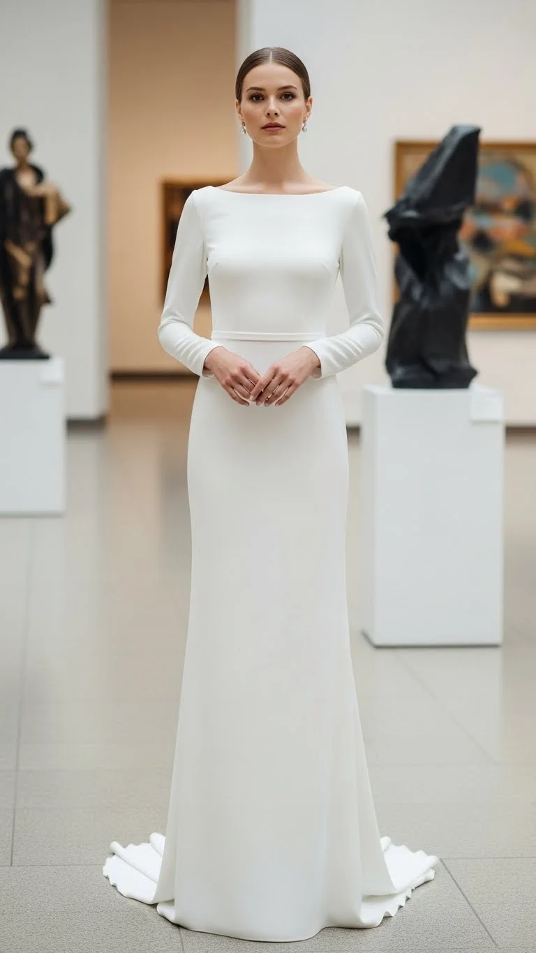 17 Simple Wedding Dresses Ideas 2026: Your Guide to Effortless Bridal Beauty 5 Clean Bateau Neckline