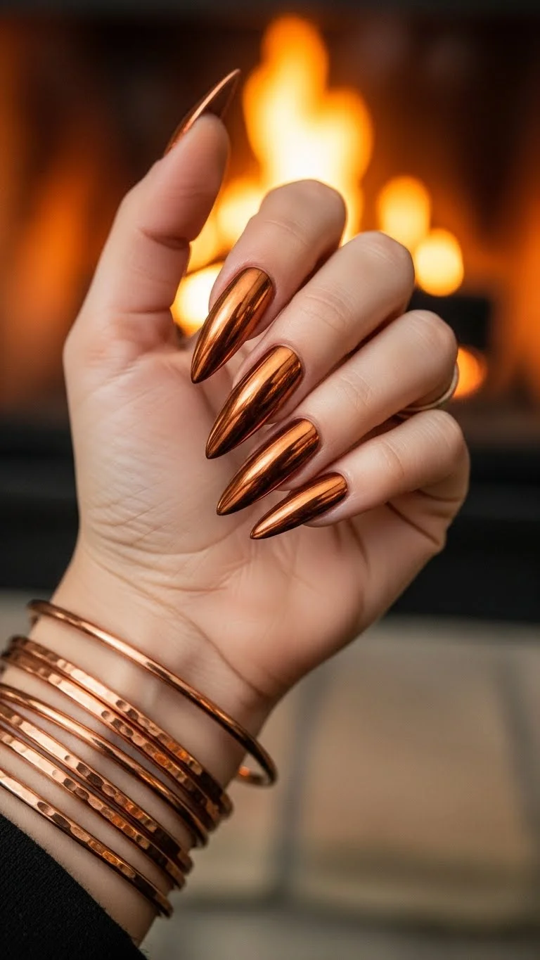 20 Winter Nail Colors Ideas 2026: Trending Shades That'll Make Your Nails Pop 21 Copper Bronze