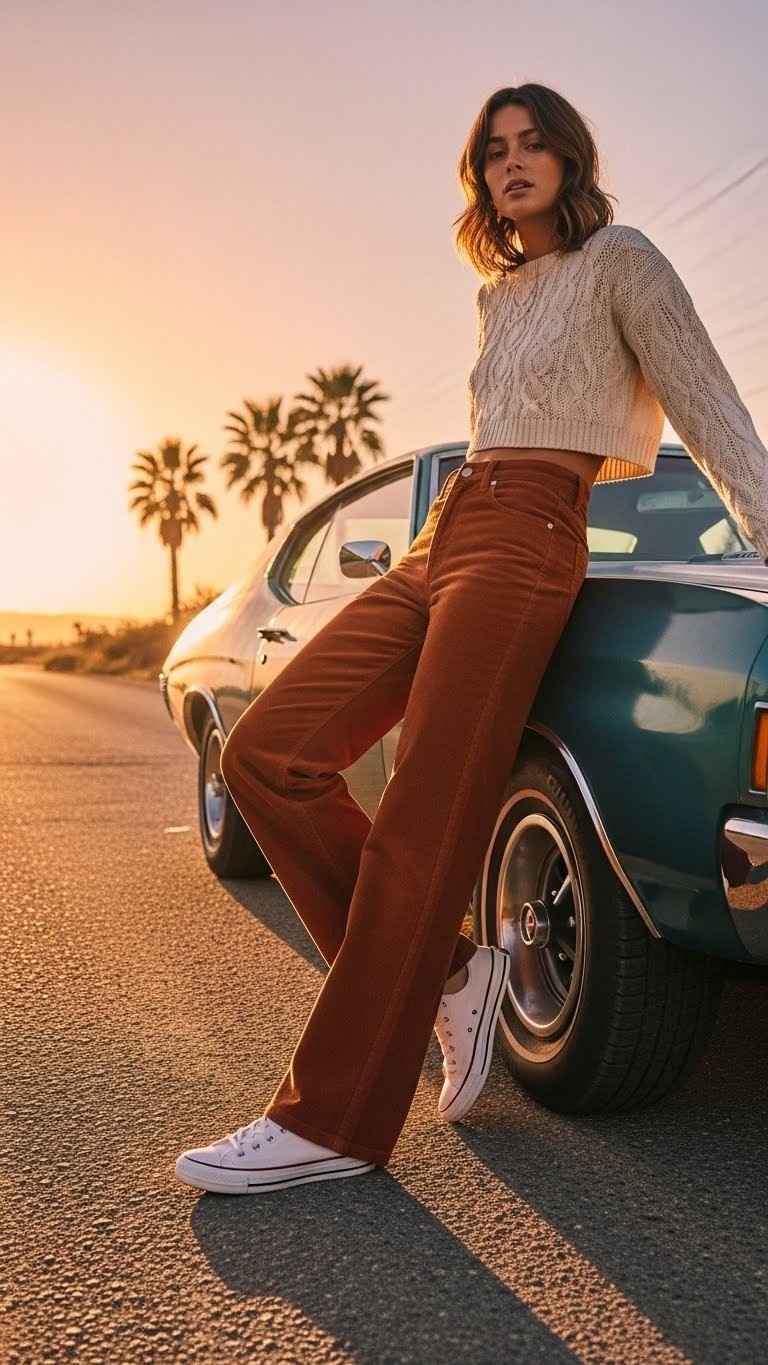 21 Casual Winter Outfit Ideas 2026: Stay Warm and Look Amazing This Season 13 Corduroy Pants with Cropped Sweater